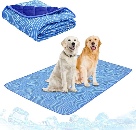 PUPTECK Dog Cooling Mat Pad for Medium Large Dogs, Cooling Blanket for Kennels Crate Floor, Dog Cat Summer Sleeping Bed Outside, Washable & Portable, Large 28"x40"