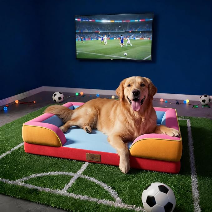 Comfort Expression Orthopedic Dog Bed for Extra Large Dogs 45x35 Inch, Waterproof Egg Crate Foam XL Pet Bed with Bolsters, Dog Couch with Washable Cover & Non-Slip Bottom, Miami