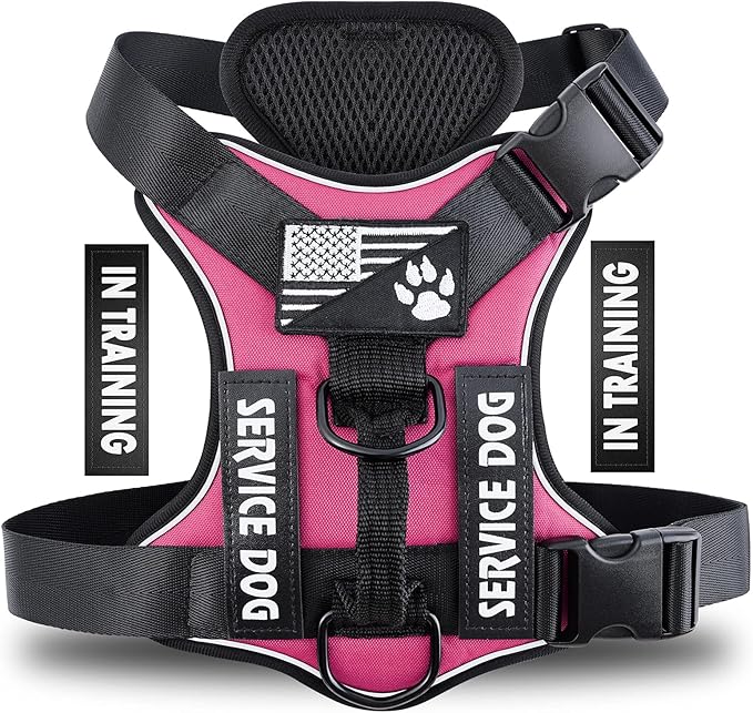 Service Dog Harness, Reflective Dog Vest Harness with 5 PCS Patches, Adjustable Soft Oxford Pet Harness, Inner Layer Mesh, Easy to Control for Dogs