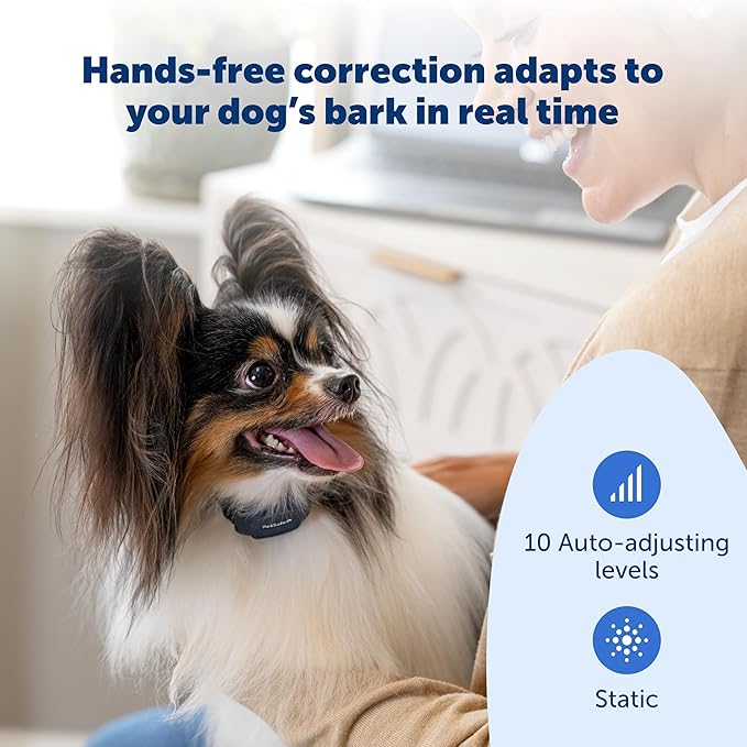 PetSafe NanoBark 2.0 Bark Collar for Small Dogs Lightweight, Adjustable 4-15" Neck Smart Bark Detection Auto-Adjusting Static Correction Waterproof & Rechargeable Up to 7 Days Battery