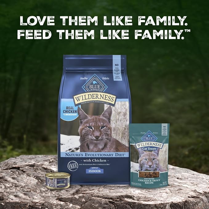 Blue Buffalo Wilderness Chicken Natural High-Protein Grain-Free Dry Food for Adult Indoor Cats, Real Chicken First, Antioxidant-Rich LifeSource Bits Support Immunity, Promotes Strong Muscles, 15 lbs.