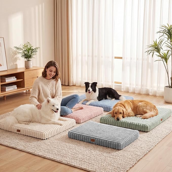 Orthopedic Dog Bed for Large Dog, Waterproof Pet Bed for Crate,Non-Slip Bottom and Egg-Crate Foam with Removable Washable Cover Crate Bed,Grey,35"x22"x3"