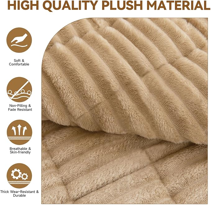 OTOB Couch Cover for Dogs Washable, Non Slip Plush Fuzzy Sofa Covers for 3 Cushion Couch Pet Friendly, Soft All Seasons Sofa Slipcover Cozy Furniture Protector (Coffee, 31.5" x 82.7")