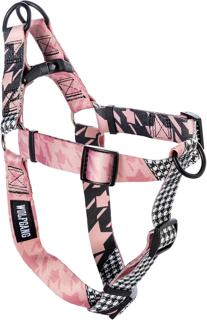 Wolfgang Heavy Duty Adjustable Dog Harness, Pull-Tested to Over 800 lbs for Walking & Training, HoundsPink Print, Extra Large