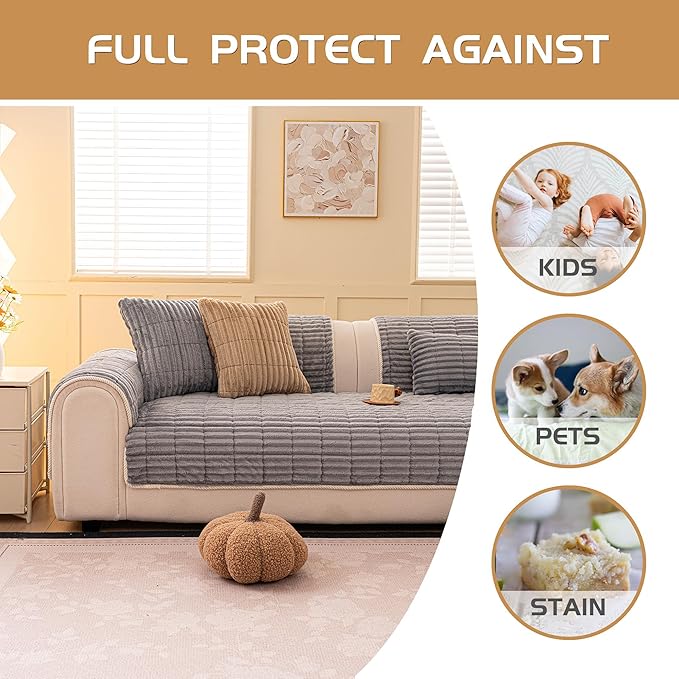 Washable Pet-Friendly Couch Covers for Dogs Fuzzy Pet Sofa Covers Dog Couch Blankets and Cushion Covers for Sofa
