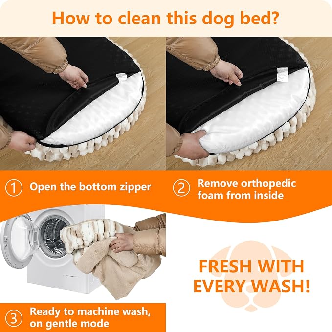 Dwanton Orthopedic Dog Bed for Medium Dogs with Gel Memory Foam, Waterproof Dog Sofa, Washable Pet Bed with Four Sided Bolster Cushion, Removable Cover & Non-Slip Bottom, 36", Tie-dye Khaki