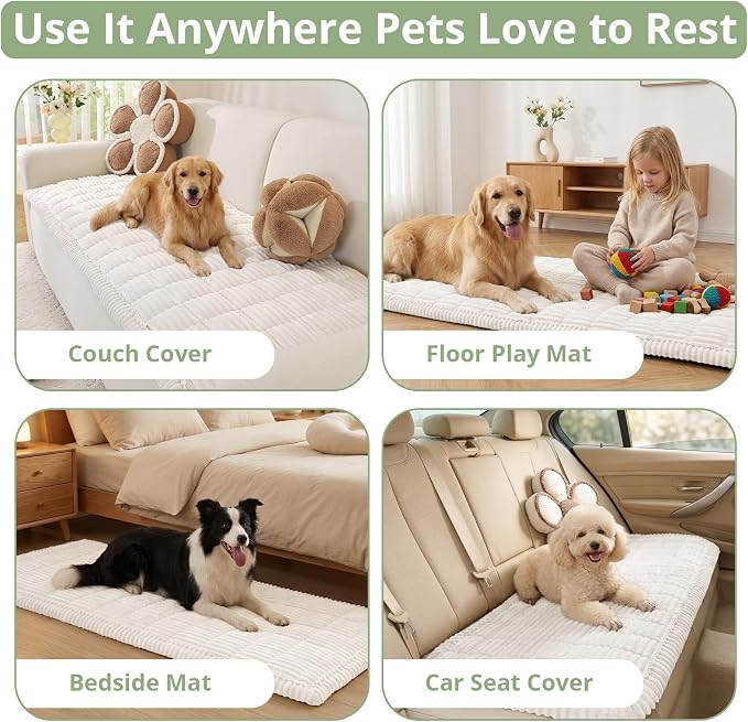 OstepDecor Couch Cover for Dogs, Washable Non Slip Sofa Cover for Pets, Soft Couch Covers for Sofa, Loveseat and Sectional, Furniture Protector Against Pet Hair & Scratches (27.6" x 70.9", White)