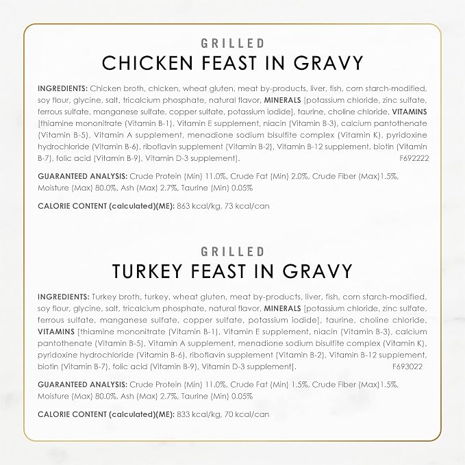 Fancy Feast Purina Grilled Wet Cat Food Poultry and Beef Collection Wet Cat Food VarietyPack - 3 Ounce (Pack of 60)