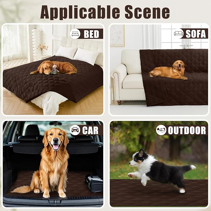 Smiry Waterproof Dog Bed Cover Blanket 30x53, Soft Reversible Pet Blanket, Washable Leakproof Cats Dogs Couch Cover for Sofa, Couch, Furniture, Chocolate/Chocolate