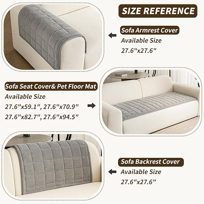 Couch Covers for Dogs Washable, Non Slip Couch Covers for Loveseat Sofa Pet Friendly, Soft Fuzzy Sofa Covers for Pet, Dog Couch Cover Furniture Protector(1PC,Light Grey,27.6"x94.5")