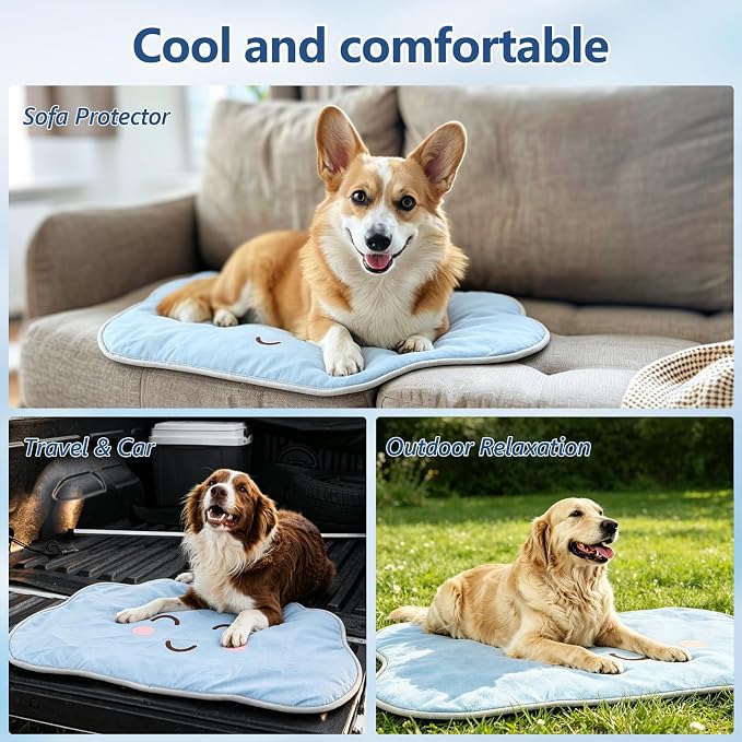 RIOGOO Dog Cooling Mat,Washable Cool Mat for Dogs,Self Cooling Pads for Dogs Cats,Cool Fabric & Internal Cooling Pad (Medium, Cloud Style)