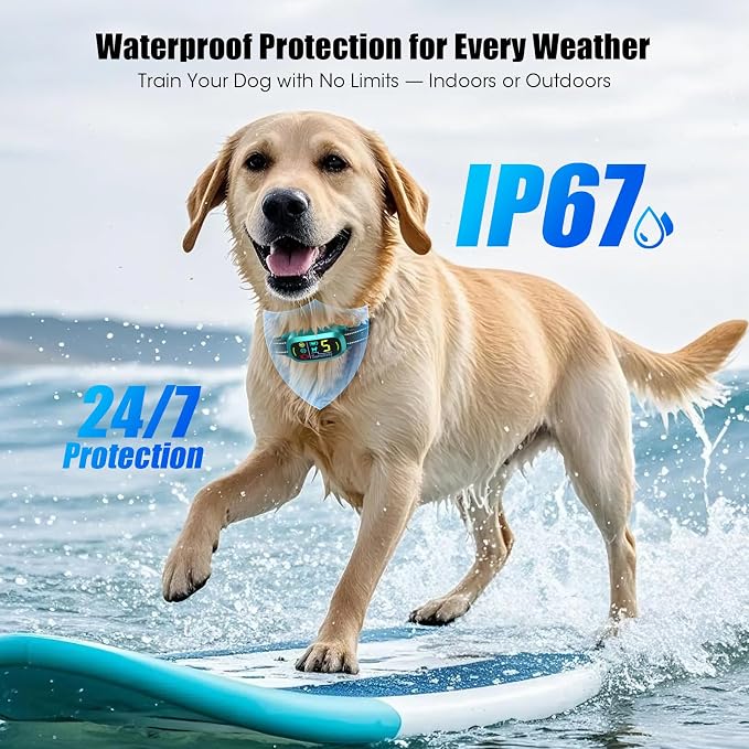 Smart AI Bark Collar for Large Medium Small Dogs, Anti Barking Device with 5 Training Modes, Exclusive Forced Bark-Stopping, Rechargeable IP67 Waterproof Bark Collar with 5 Sensitivity (Teal)
