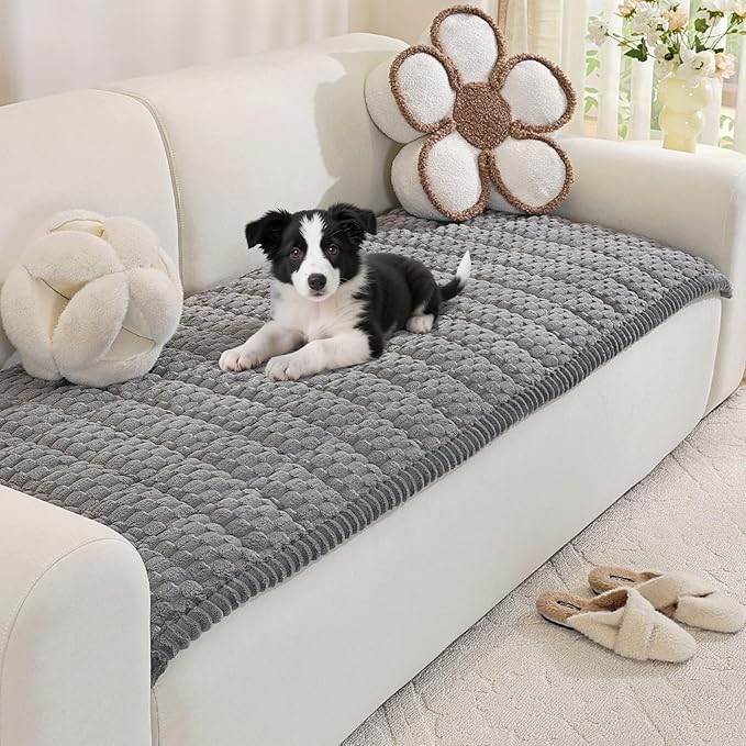 Royhom Couch Cover for Dogs Washable, Soft Thick Pet Couch Covers for Sofa, Pawcart Couch Protector Pet Friendly, Furniture Covers Dog Mat for Couches and Sofas (Grey, 27.6 x 59 Inch)