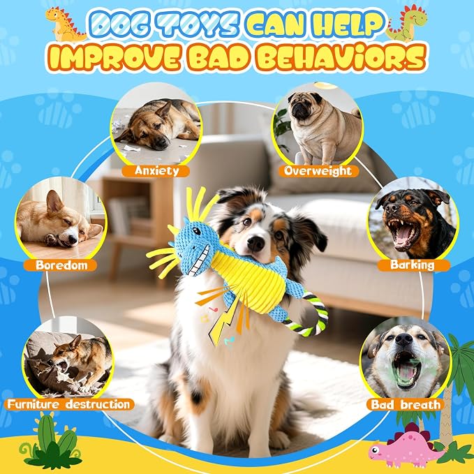 Fuufome Squeaky Dog Toys for Large Dogs： Durable Large Dog Toys for Medium and Small Breeds -Plush Pet Toys to Keep Dogs Busy