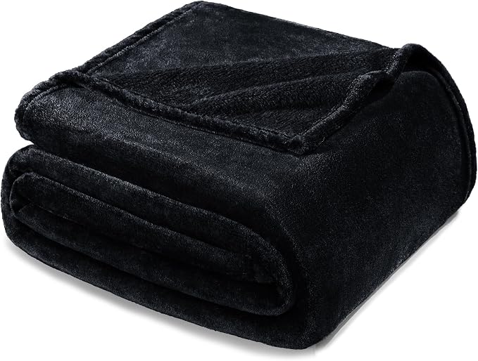 Exclusivo Mezcla Fleece Throw XL Blanket for Couch, Sofa, Super Soft and Warm Black Blankets, All Season, Cozy, Plush, Lightweight, 50x70 Inches