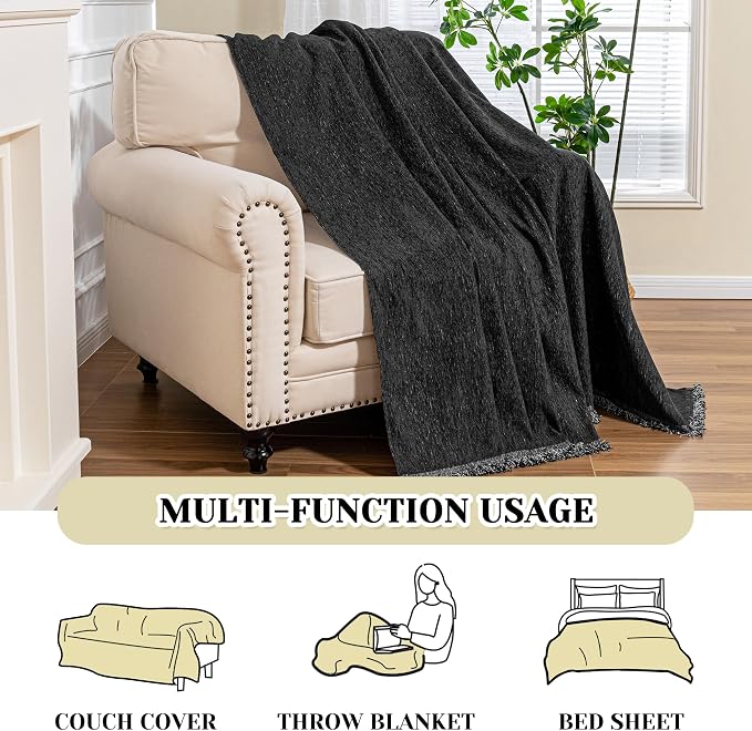 MEETSKY Oversized Chair Cover, Chenille Armchair Couch Cover for Single Sofa, Couch Cover for Dog, Recliner Chair Covers for Pet, Black, 71" X 91"
