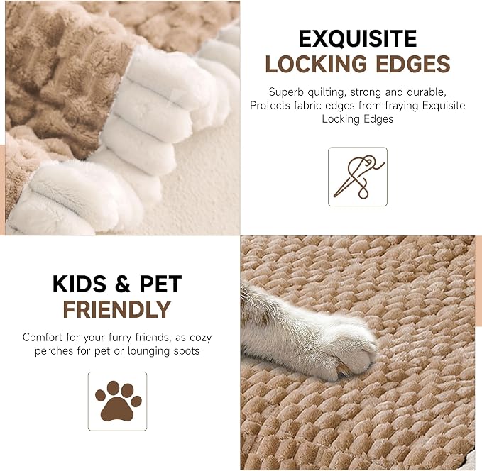 OTOB All Seasons Couch Covers for 3 Cushion Sofa Pet Friendly, Non Slip Plush Fuzzy Sofa Covers Washable, Soft Cozy Sofa Slipcovers Dog Bed Mat Furniture Protector (Coffee, 27.6" x 82.7")