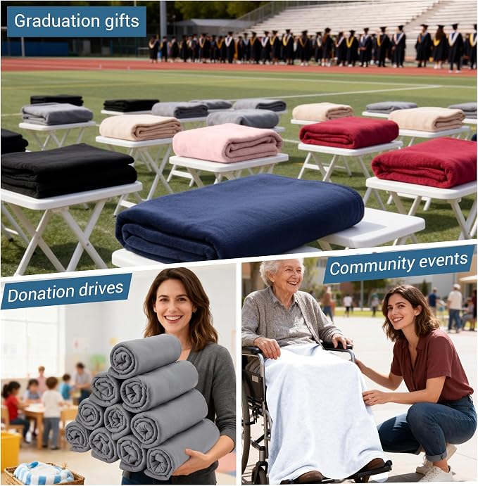 CULVE 24 Pack Fleece Throw Blanket 50x60 - Soft Lightweight Blankets in Bulk for Wedding, Gifts Pet Home Bed Sofa Couch Office Travel(Gray)
