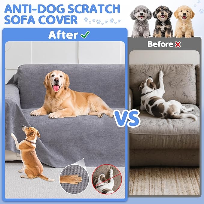 Loiion 100% Double-Sided Waterproof Dog Sofa Cover - Anti-Slip, Leakproof Couch Cover, Pet-Friendly Couch Protectors for Puppy, Large Dog, Kids and Pets 118"X71"