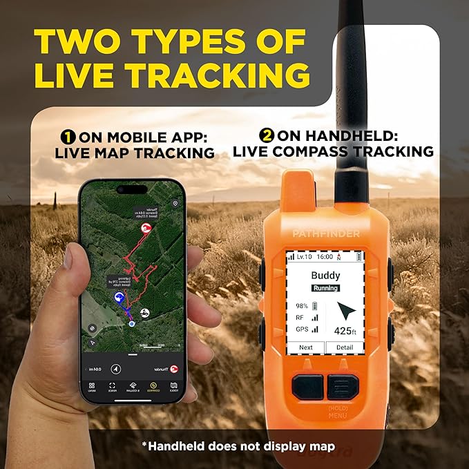 Dogtra PATHFINDER2 MINI Compass Live GPS Dog Tracking & Training System - 4-Mile Range E-Collar Handheld with No Subscription, Offline Maps, GPS Fence, Expandable up to 21 Dogs, for Dogs 15+ lbs