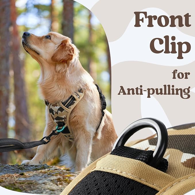 rabbitgoo Dog Harness Small Sized, No Pull Easy On & Off with 3 Buckles Pet Harness, Adjustable Soft Walking Vest with 2 Clips and Handle, Reflective for Small Dogs, Desert Ridge, S