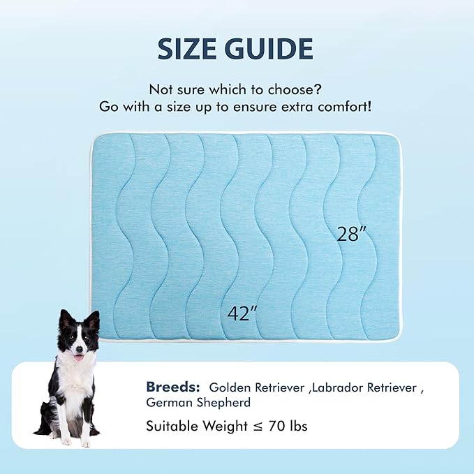 MICROCOSMOS 0.8" Thick Cooling Dog Foam Pad & Summer Pet Sleeping Mat, Machine Washable, Materials Safe, Portable Flat Pet Bed for Dogs.(Grey, 42" x 28")