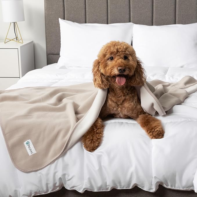PetAmi Waterproof Dog Blanket for Couch, Pee Proof Reversible Cat Blanket for Sofa Bed Furniture Protector, Soft Fleece Washable Pet Throw for Dogs Cats Puppies Kittens, 60x80 Taupe Beige