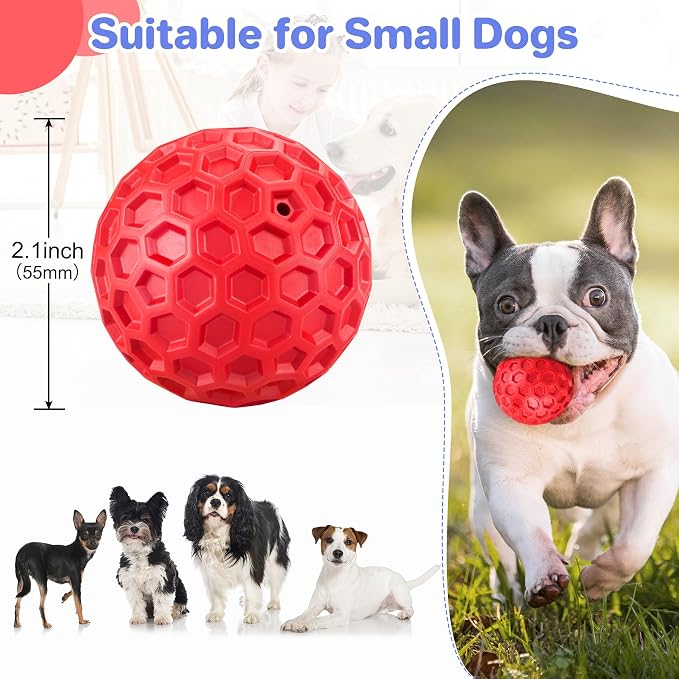 DISSKNIC Indestructible Squeaky Dog Balls Puppy Toys, Interactive Dog Toys for Small Dogs, Puppy Chew Toys for Teething and Relax, Dog Chew Toy Balls Small Dog Toys for Small Breed, Outdoor Dog Toys