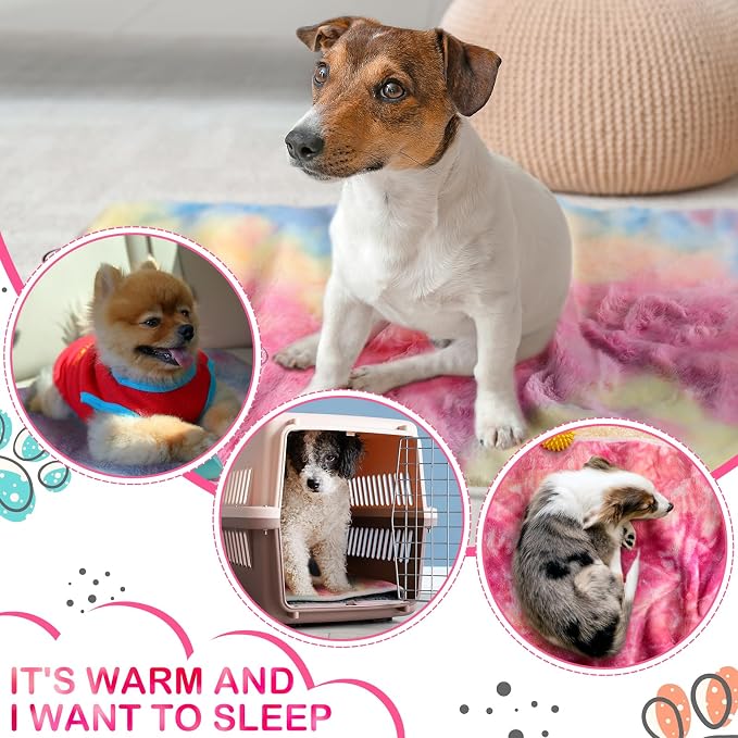 Reginary 4 Pcs Waterproof Guinea Pig Blankets Washable Small Animal Fleece Bedding Absorbent Guinea Pig Cage Liners Reusable Training Pee Pad Pet Sleep Mat for Hamster(Tie Dye Pattern,12 x 12 Inch)