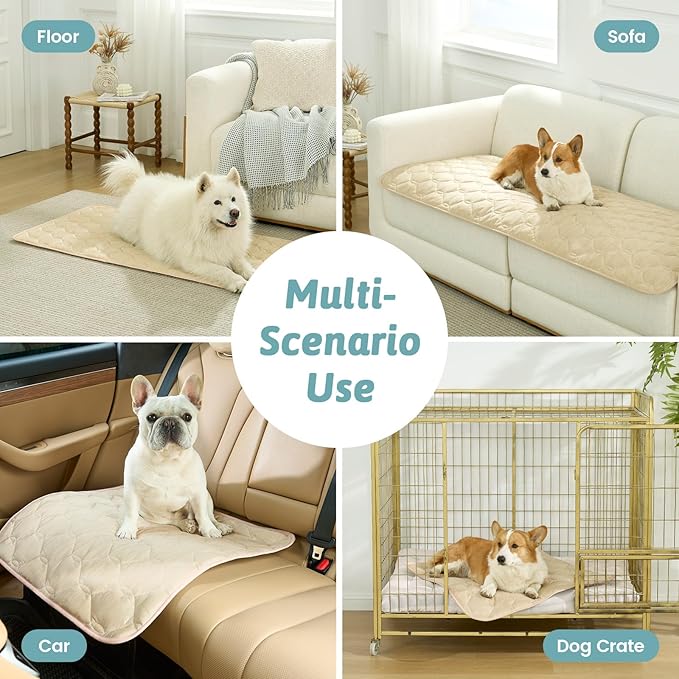 COZY KISS Dog&Cat Cooling Couch Cover, 27.5x71.0 Inch Waterproof Pet Pad, Q-Max > 0.4 Cool-Tech Fabric, Beige