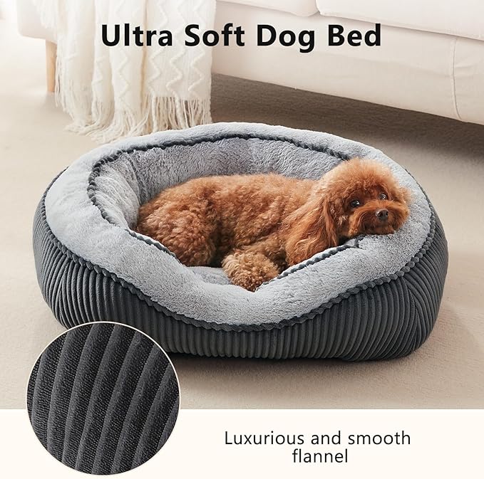 Washable Dog Beds for Medium Dogs, Rectangle Medium Large Sized Dog Bed, Soft Breathable Big Dog Pet Bed, Durable Calming Orthopedic Pet Bed with Anti-Slip Bottom, L(30"x24"x9")