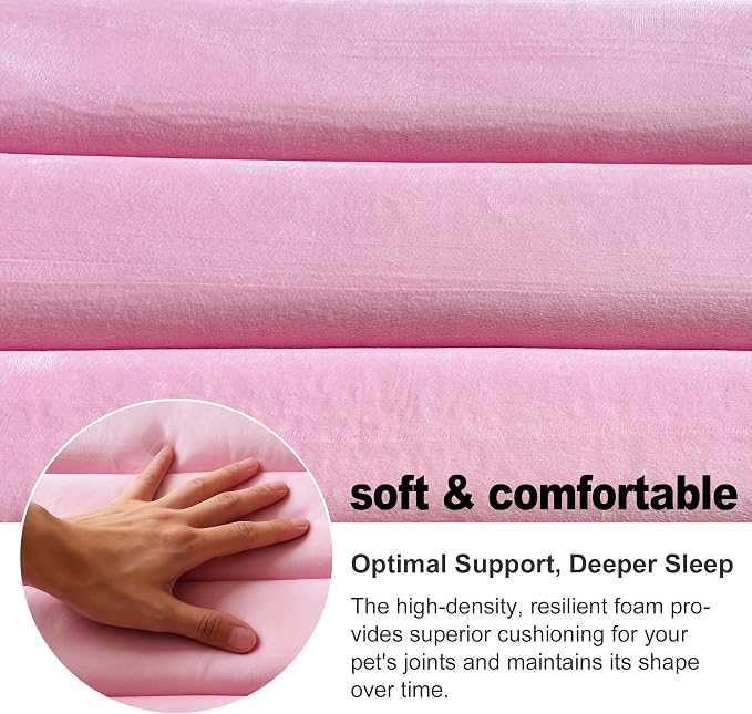 pobopobo Dog Crate Pad, Ultra Soft & Anti-Slip Kennel Mat, Secure Fit for Metal Crates & Dog Cages, Washable Cozy Bed for Small Medium Large Dogs (Pink, L(34"*20"*1.5"))