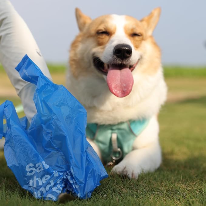 Deo Doo Dog Poop Bags with Handles 30 Rolls 360 Counts Big Sizes Leak Proof and Extra Thick Waste Bags Refill Rolls for Walking Small Medium Large Dogs Cats Litter Iris Scented