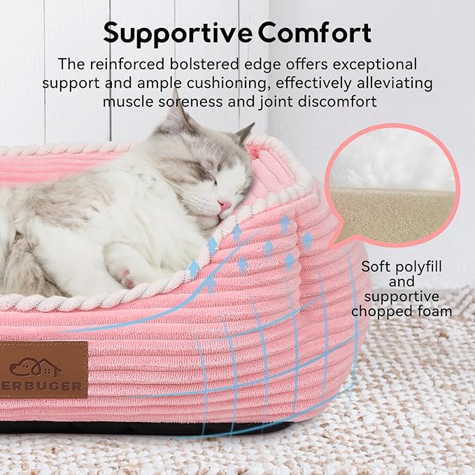 Zerbuger Orthopedic Dog Bed for Large Dogs,Dog Sofa Beds Supportive Foam Pet Couch Bed with Removable Washable Mat and Nonskid Bottom (Large, Pink)