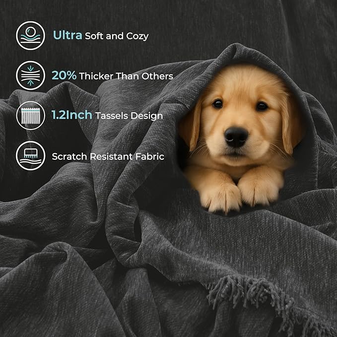 CAPALOCA Sectional Couch Covers, 2 Pieces Chenille Sofa Cover L Shaped Couch Cover Blanket for Dogs Washable Sofa Slipcovers Pet Furniture Protector (XX-Large: 71" x 118" + 71" x 118", Graphite Gray)