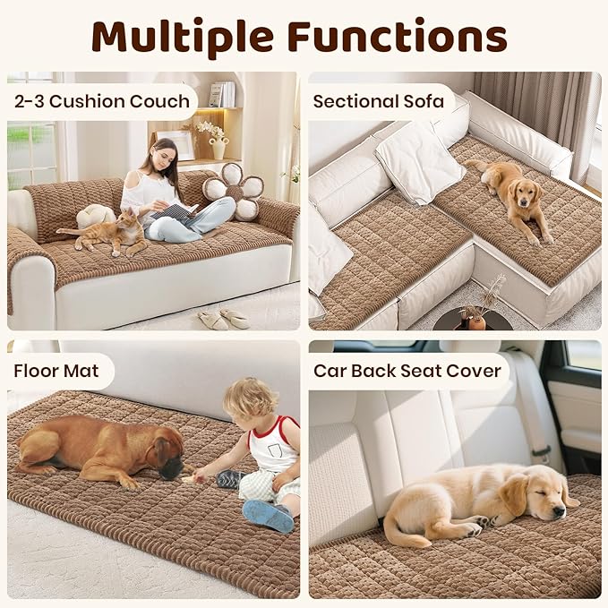 Royhom Couch Cover for Dogs Washable, Soft Thick Pet Couch Covers for Sofa, Pawcart Couch Protector Pet Friendly, Furniture Covers Dog Mat for Couches and Sofas (Brown, 35.4 x 70.9 Inch)