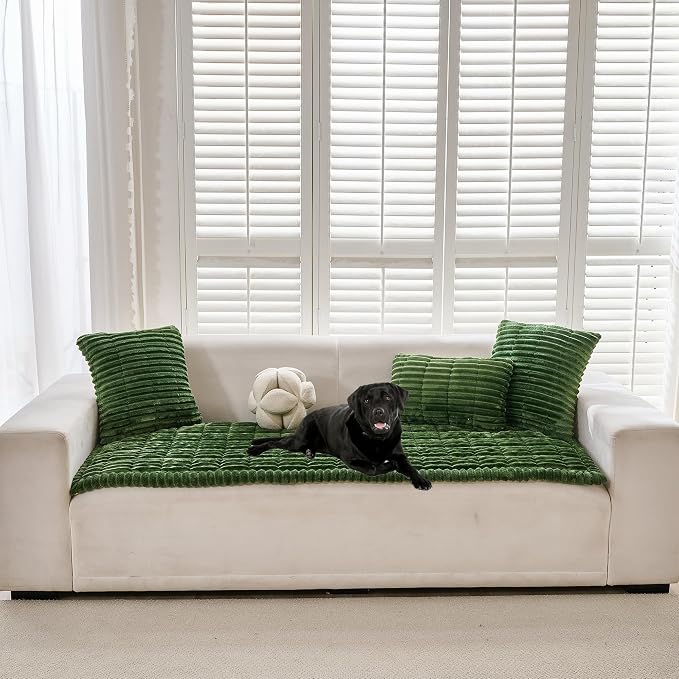 Mivnue Pet Couch Cover, Couch Covers for Dogs, Washable Dog Sofa Covers Couch Protector, Fuzzy Non Slip Couch Slipcover Pet Friendly (Green, 27.6" x 70.9")