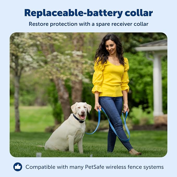 PetSafe Stay & Play Wireless Pet Fence with Replaceable Battery Collar for Dogs & Cats Over 5 lb Waterproof Receiver Collar Tone & Static Correction from Parent Company of Invisible Fence Brand