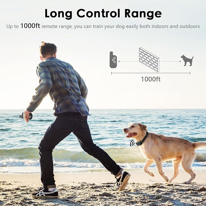 Shock Collar for Dogs, IP67 Waterproof Dog Training Collar with Remote, 3 Training Modes with Beep, Vibration, and Safe Static, Rechargeable for Large Medium