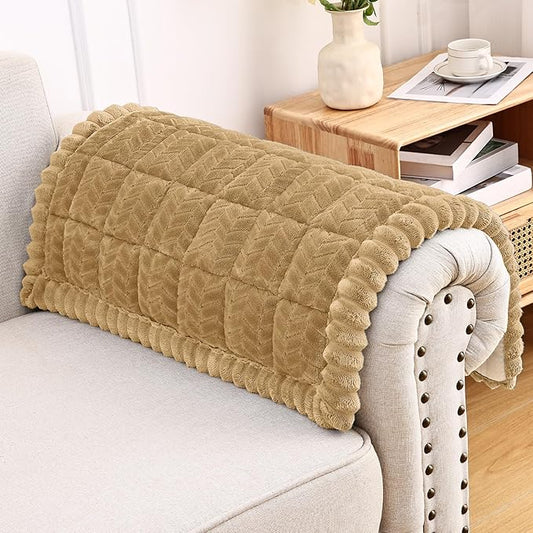 Smiry Couch Cover for Dogs, Non Slip Fuzzy Pet Sofa Arm Covers Washable for Armrest & Backrest, Soft Thick Furniture Protector for Cats Dogs, Against Fur, Dirt (Camel, 27.6"x27.6")