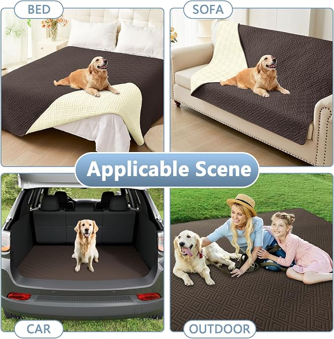 hyha Waterproof Dog Blanket, Soft Dog Bed Cover Pet Blankets, Waterproof Sofa Couch Cover for Dogs Washable, Reversible Pet Couch Covers for Sofa Furniture (52x82 Inch, Chocolate/Beige)