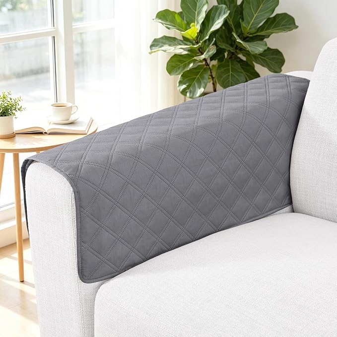 Smiry Waterproof Couch Covers for Dogs Washable, Reversible Pet Couch Covers for 3 Cushion Sofa Pet Friendly, Soft Sofa Furniture Protector for Dogs Cat Kids, Checkered (30"x30", Grey/Dark Grey)
