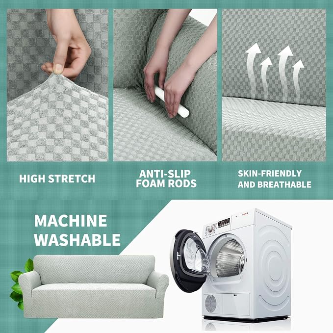 YEMYHOM Couch Cover Latest Jacquard Design High Stretch Extra Large Sofa Covers Pet Dog Cat Proof Oversized Slipcover Non Slip Magic Elastic Furniture Protector (X Large, Ivory)