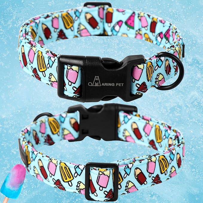 ARING PET Summer Dog Collar, Cute Blue Ice Cream Doggy Collars for Puppy Small Medium Large Boy Girl Dogs Pet, for Daily Photos Outdoor Beach Walking Picnic, XS