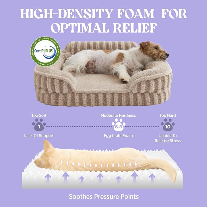 LE SURE Cute Dog Bed Medium Size Dog, Orthopedic Waterproof Medium Pet Beds with Sides, High Back Non-Slip Bottom and Egg-Crate Foam Pet Couch Sofa with Washable Removable Cover, Hazel