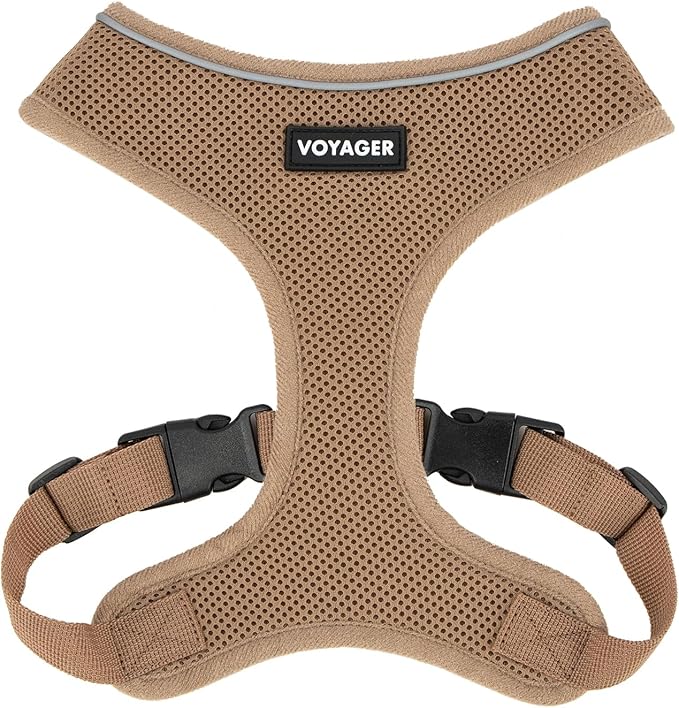 Best Pet Supplies Voyager Aerolite Over the Head Dog Harness, No Pull Breathable Air Mesh Vest, Quick Dry with Reflective Stitching, Adjustable Escape Resistant Harness - Beige, X-Small