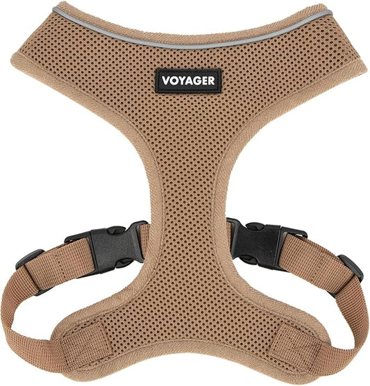 Best Pet Supplies Voyager Aerolite Over the Head Dog Harness, No Pull Breathable Air Mesh Vest, Quick Dry with Reflective Stitching, Adjustable Escape Resistant Harness - Beige, Large