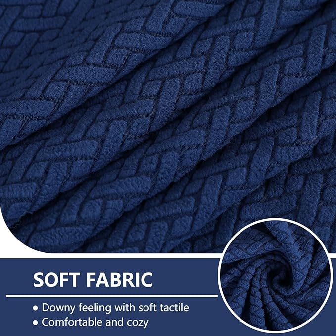hyha Waterproof Couch Cushion Covers, Wear Resistant Couch Cover, Anti Slip Sofa Slipcovers Washable, Soft Thick Jacquard Furniture Protector for Pets Dog (1 Piece for Backrest L, Navy)