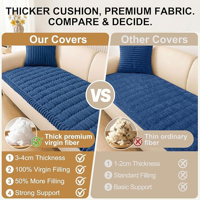 Smiry Couch Cover for Dogs, Non Slip Washable Sofa Protector for Pets, Soft Furniture Cover for Pet, Stylish Sofa Covers, Cozy Protect Against Fur, Dirt & Everyday Messes (Navy Blue, 27.6" x 47")