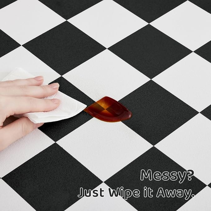 Checkered Dog Feeding Mat, Absorbent Mats for Dog Food and Water Bowl, Dispenser, Modern Aesthetic Black White Checkerboard Pet Placemat for Dogs, Cats, Puppy Accessories, 12" X19”